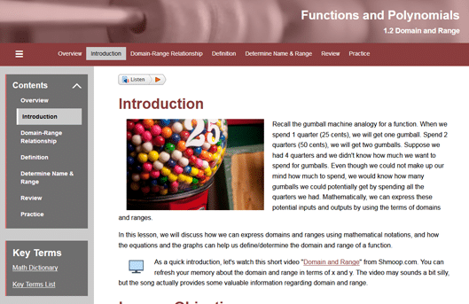 Functions-Polynomials: 1.2 Domain and Range – Michigan Virtual University