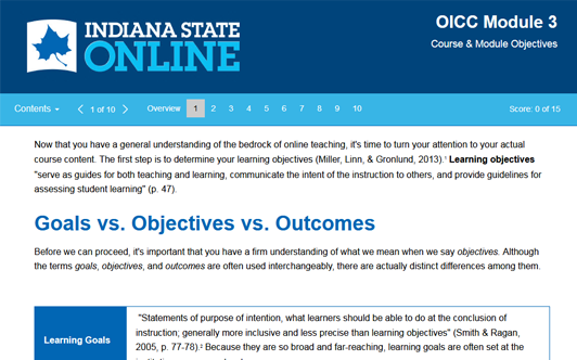 OICC Module 3: Course & Module Objectives – Indiana State University