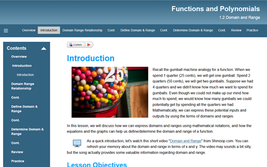 Functions-Polynomials: 1.2 Domain and Range – Michigan Virtual University