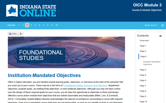 OICC Module 3: Course & Module Objectives – Indiana State University