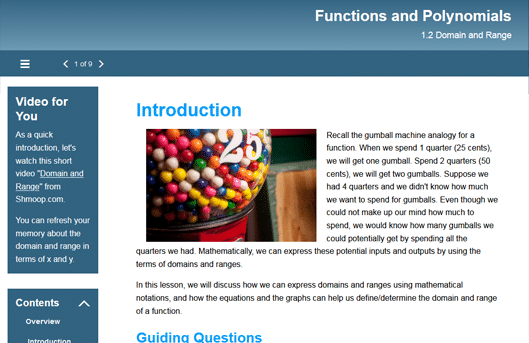 Functions-Polynomials: 1.2 Domain and Range – Michigan Virtual University